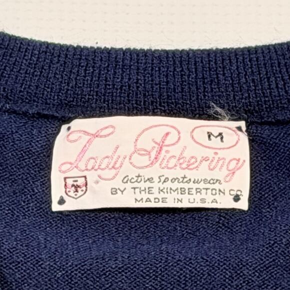 Vintage Lady Pickering Sweater Womens Medium V-Neck Golf Embroidered Made USA - Picture 4 of 8